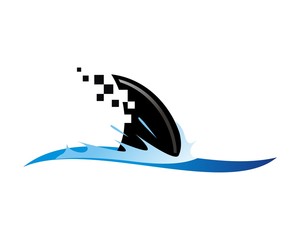 shark fin icon logo vector