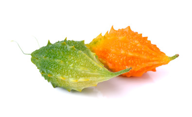 bitter melon on white background