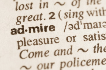 Dictionary definition of word admire