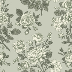 Seamless pattern wit roses.