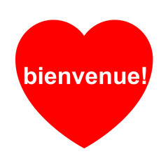 Icono texto bienvenue! en corazon