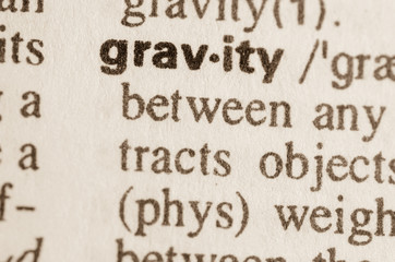 Dictionary definition of word gravity