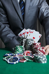 Casino player show his cards