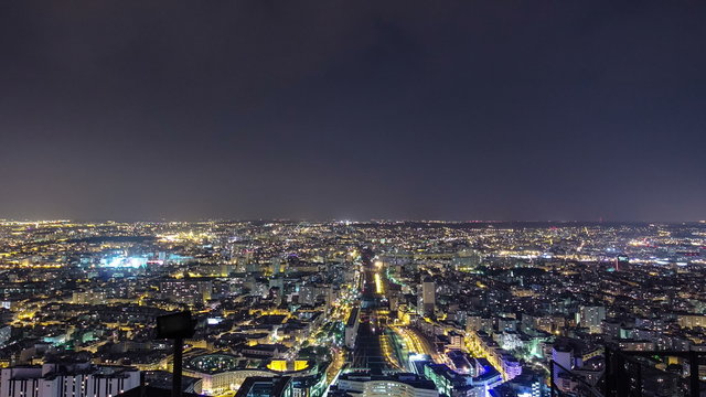 The city skyline at night. Paris, France. Taken from the tour