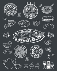 Set of elements for restaurant menu, cafe, pizzeria.