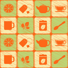 seamless background with accessories for tea