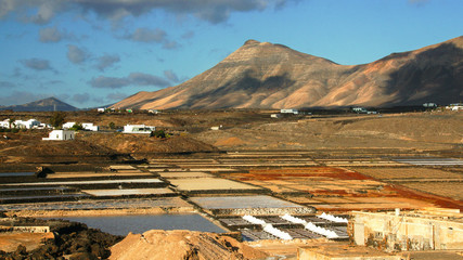 Lanzarote saltworks salinas de Janubio colorful Canary Islands