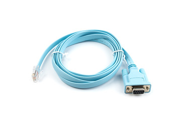 Network console cable on white background