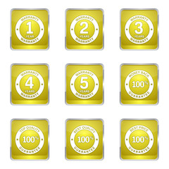 Warranty Guarantee Seal Square Vector Yellow Icon Design Set