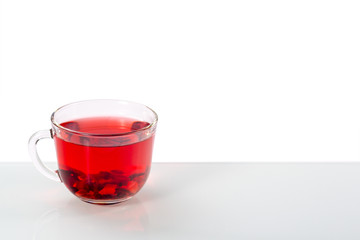 isolated transparent mug of red tea