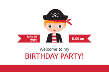 Invitation to a children's party. Pirate birthday.