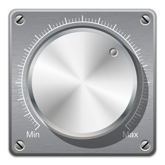 Volume knob with calibration on metal plate, vector