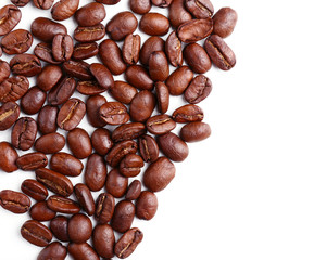 Coffee beans on white background
