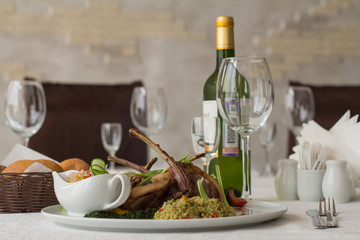 Rack of lamb with bulgur