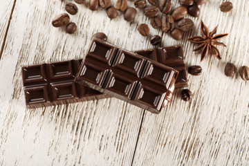 Stuffed chocolate with coffee beans and star anise