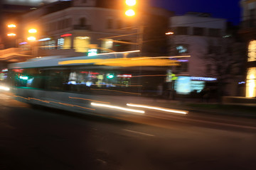 Motion blurred bus