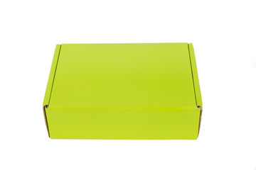Green packaging box, studio photography of green box isolated on