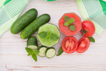 Tomato, cucumber Juice and vegetables