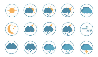 Set of flat design weather icons
