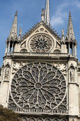 Fototapeta na wymiar Notre Dame in Paris south facade with rose window