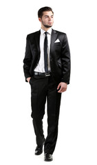 Elegant man in suit isolated on white