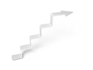 3d arrow in shape of stairway going up, isolated
