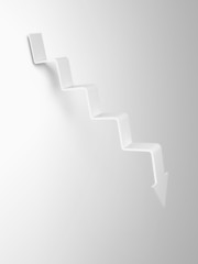 Arrow in shape of stairway going down, 3d