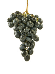 black grapes on a white background closeup