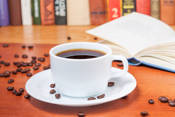 Reading interesting books over a cup of coffee