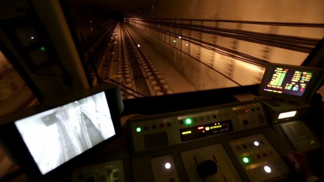 Subway train operator driver driving