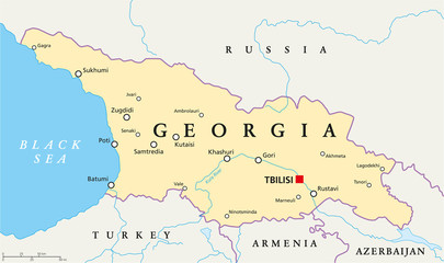 Georgia Political Map - obrazy, fototapety, plakaty