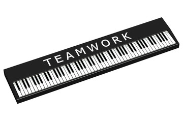 Black piano with word teamwork