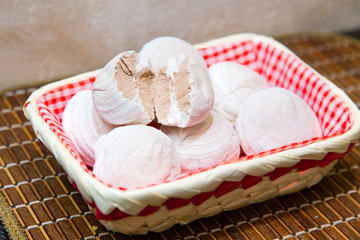 Zephyr in a wicker basket on a bamboo tray