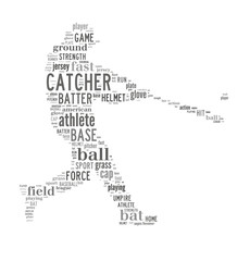 Fototapeta na wymiar Baseball batter hits the ball, gray letters on white background