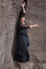 Flameco dancer in a basalt ravine