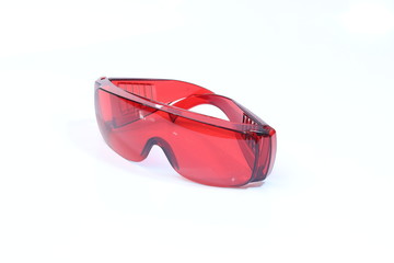 Glasses of water on a white background.