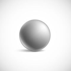 Gray glossy sphere isolated on white.