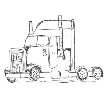 truck, sketch, hand, drawings, vector, illustration