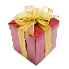 Red gift box with gold ribbon