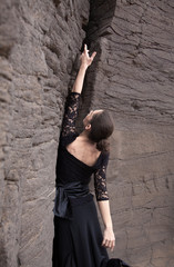 Flameco dancer in a basalt ravine