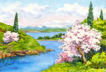 Naklejka premium Spring landscape