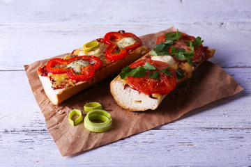 Tasty sandwich with vegetables and cheese