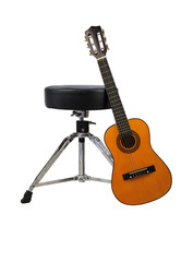 Guitar Against Music Stool, Isolated