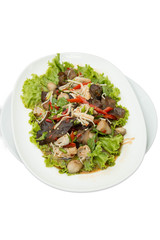 Spicy mushroom salad on plate