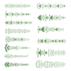 Set of hand-drawn stylized branch silhouettes