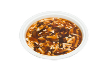 Freshly made mushroom soup on white
