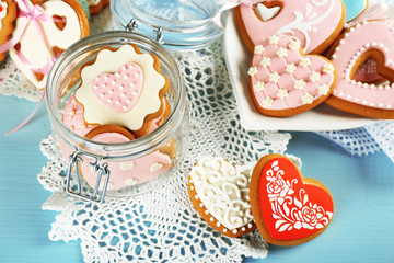 Heart shaped cookies for valentines day