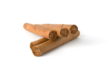 Cuban cigars on white background