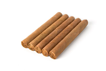 Cuban cigars on white background
