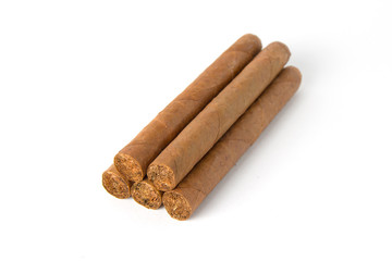 Cuban cigars on white background